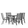 Flash Furniture Brazos Outdoor Patio Dining Set with 31.5" Square Table and 4 Flex Comfort Stack Chairs, Gray (TLH073A2303CGY)~#|#~sp175474294_sc7