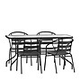 Flash Furniture Lila 55" Patio Table with Umbrella Hole and 4 Slat Stack Chairs, Black (TLH089R017CBK4)~#|#~sp175474629_sc7
