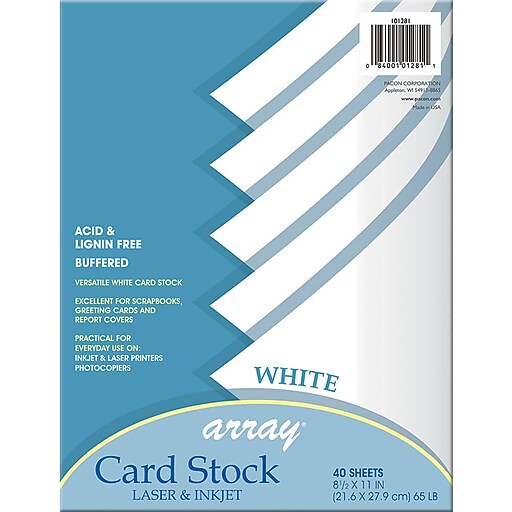 Pacon Array 65 lb. Cardstock Paper, 8.5" x 11", White, 40 Sheets/Pack