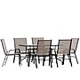 Flash Furniture Brazos Patio Dining Set with 55" Table w/ Umbrella Hole and 6 Flex Comfort Stack Chairs, Brown (TLH089R017CBN6)~#|#~sp175481133_sc7