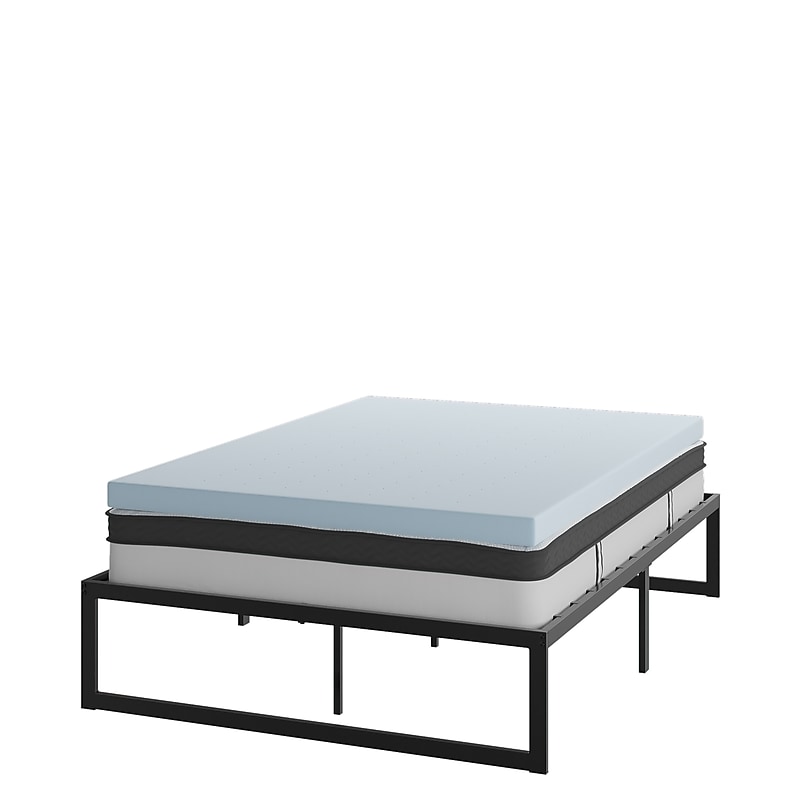 Flash Furniture Leo Platform Bed Frame with 10" Pocket Spring Mattress and 3" Memory Foam Topper, Full (XUBD10PSM3M35F) image 1