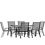 Flash Furniture Brazos Patio Dining Set with 55" Table with Umbrella Hole and 6 Flex Comfort Stack Chairs, Gray (TLH089R017CGY6)~#|#~sp175482305_sc7