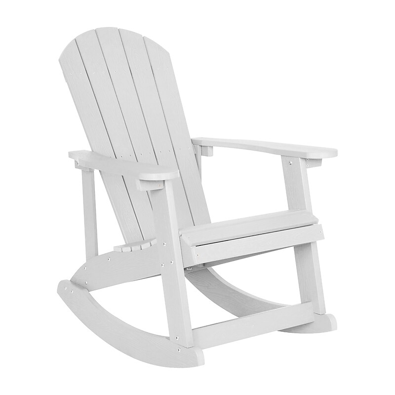 Flash Furniture Savannah All-Weather Poly Resin Wood Adirondack Rocking Chair, White (JJC14705WH) image 1