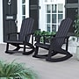 Flash Furniture Savannah All-Weather Poly Resin Wood Adirondack Rocking Chair, Black, 2/Pack (JJC14705BK2)~#|#~sp175489067_sc7