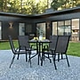 Flash Furniture Brazos Outdoor Patio Dining Set with 31.5" Round Table and 4 Flex Comfort Stack Chairs, Black (TLH0702303C)~#|#~sp175504446_sc7