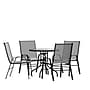Flash Furniture Brazos Outdoor Patio Dining Set with 31.5" Round Table and 4 Flex Comfort Stack Chairs, Gray (TLH0702303CGY)~#|#~sp175507939_sc7