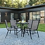Flash Furniture Brazos Outdoor Patio Dining Set with 31.5" Round Table and 4 Flex Comfort Stack Chairs, Gray (TLH0702303CGY)~#|#~sp175508036_sc7