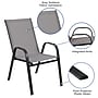 Flash Furniture Brazos Outdoor Patio Dining Set with 31.5" Round Table and 4 Flex Comfort Stack Chairs, Gray (TLH0702303CGY)~#|#~sp175508234_sc7
