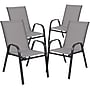 Flash Furniture Brazos Outdoor Patio Dining Set with 31.5" Round Table and 4 Flex Comfort Stack Chairs, Gray (TLH0702303CGY)~#|#~sp175508435_sc7
