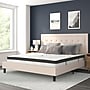 Flash Furniture Roxbury Platform Bed in Beige Fabric and Pocket Spring Mattress, King (SLBM1020)~#|#~sp175512235_sc7