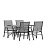Flash Furniture Brazos Patio Dining Set with 55" Table with Umbrella Hole and 4 Flex Comfort Stack Chairs, Gray (TLH089R017CGY4)~#|#~sp175519304_sc7