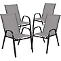 Flash Furniture Brazos Patio Dining Set with 55" Table with Umbrella Hole and 4 Flex Comfort Stack Chairs, Gray (TLH089R017CGY4)~#|#~sp175519321_sc7