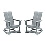 Flash Furniture Finn All-Weather 2-Slat Poly Resin Rocking Adirondack Chair, Gray, 2/Pack (JJC14709GY2)~#|#~sp175519482_sc7