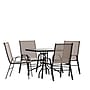 Flash Furniture Brazos Outdoor Patio Dining Set with 31.5" Square Table and 4 Flex Comfort Stack Chairs, Brown (TLH073A2303CBN)~#|#~sp175520450_sc7