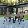 Flash Furniture Brazos Outdoor Patio Dining Set with 31.5" Square Table and 4 Flex Comfort Stack Chairs, Brown (TLH073A2303CBN)~#|#~sp175520453_sc7