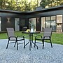 Flash Furniture Brazos Outdoor Patio Dining Set with 23.5" Square Table and 2 Flex Comfort Stack Chairs, Gray (TLH073A1303CGY)~#|#~sp175522044_sc7