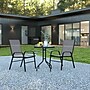 Flash Furniture Brazos Outdoor Patio Dining Set with 23.75" Round Table and 2 Flex Comfort Stack Chairs, Gray (TLH0701303CGY)~#|#~sp175524659_sc7