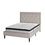 Flash Furniture Roxbury Platform Bed in Beige Fabric and Pocket Spring Mattress, Full (SLBM1018)~#|#~sp175526934_sc7
