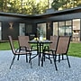Flash Furniture Brazos Outdoor Patio Dining Set with 31.5" Round Table and 4 Flex Comfort Stack Chairs, Brown (TLH0702303CBN)~#|#~sp175527246_sc7