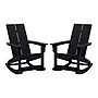 Flash Furniture Finn All-Weather 2-Slat Poly Resin Rocking Adirondack Chair, Black, 2/Pack (JJC14709BK2)~#|#~sp175528038_sc7