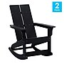 Flash Furniture Finn All-Weather 2-Slat Poly Resin Rocking Adirondack Chair, Black, 2/Pack (JJC14709BK2)~#|#~sp175528046_sc7