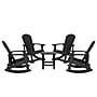 Flash Furniture Savannah All-Weather Poly Resin Wood Adirondack Rocking Chairs with Side Table, Black, 5/Set (JJC147054T141BK)~#|#~sp175535040_sc7