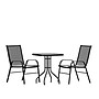 Flash Furniture Brazos Outdoor Patio Dining Set with 23.5" Square Table and 2 Flex Comfort Stack Chairs, Black (TLH073A1303C)~#|#~sp175684822_sc7