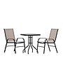 Flash Furniture Brazos Outdoor Patio Dining Set with 23.5" Square Table and 2 Flex Comfort Stack Chairs, Brown (TLH073A1303CBN)~#|#~sp175684917_sc7