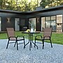 Flash Furniture Brazos Outdoor Patio Dining Set with 23.5" Square Table and 2 Flex Comfort Stack Chairs, Brown (TLH073A1303CBN)~#|#~sp175684921_sc7