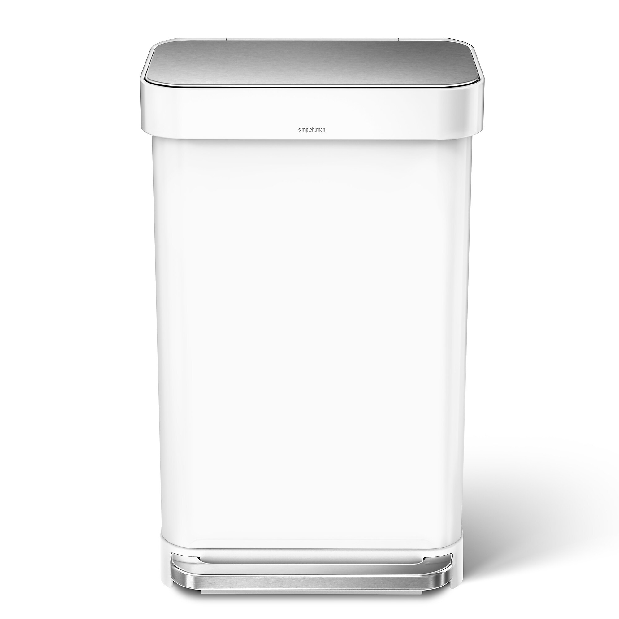 simplehuman Rectangular Step Can with Liner Pocket, White Steel, 12 Gal. (CW2027) Sansujyuku sansujyuku.com