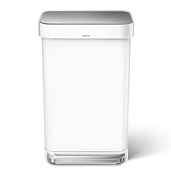 simplehuman Rectangular Step Can with Liner Pocket, White Steel, 12 Gal. (CW2027)