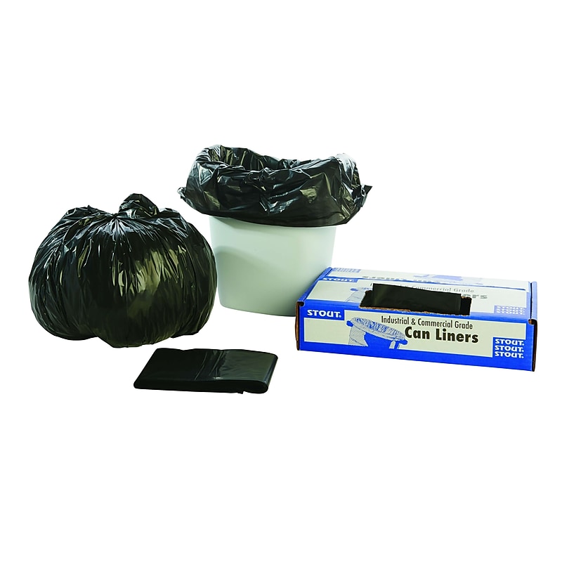 AbilityOne Envision 7-10 Gallon Industrial Trash Bag, 24" x 24", Low Density, 1 mil, Brown/Black, 250 Bags/Box (TRC2424) image 1