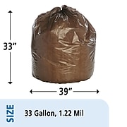 National Industries General Purpose Bags, 33 Gallon, Dark Brown, 39" x 33", 125/Bx