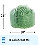 Stout EcoSafe-6400 13 Gallon Industrial Trash Bag, 24" x 30", Low Density, 0.85 mil, Green, 45 Bags/Box, 3 Rolls~#|#~sp176153023_sc7