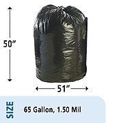 Envision 65 Gallon Trash Bags, Recycled, Low Density, 1.5 Mil, Brown/Black, 100 Bags/Box (8105-01-386-2428)