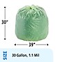 Stout EcoSafe-6400 30 Gallon Compostable Industrial Trash Bag, 30" x 39", Low Density, 1.1 mil, Green, 48 Bags/Box, 4 Rolls~#|#~sp176153134_sc7