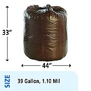 Stout by Envision 39 Gallon Controlled Life-Cycle Trash Bags, Low Density, 1.1 Mil, Brown, 40 Bags/Box (STOG3344B11)