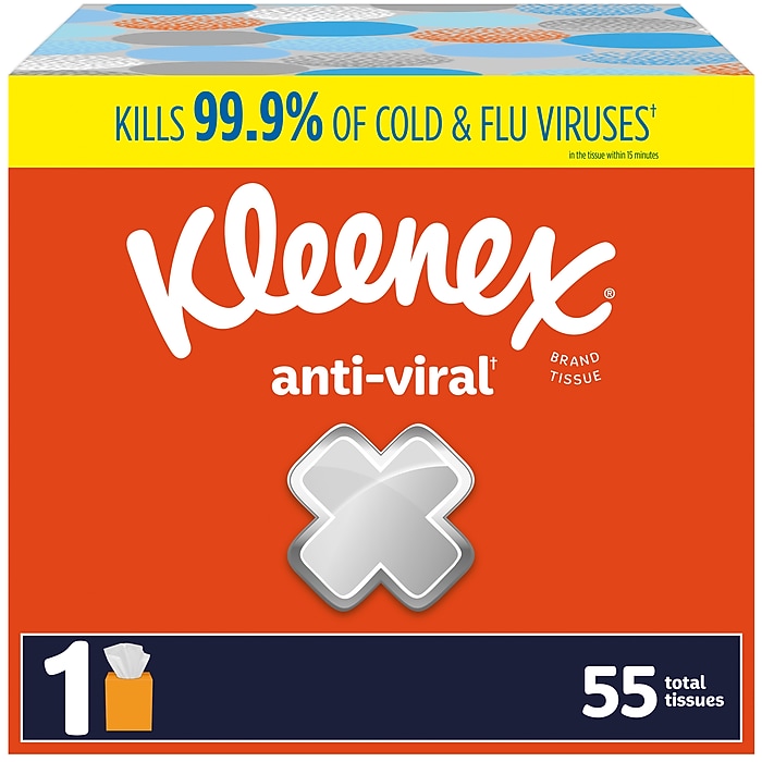 Kleenex Boutique Antiviral Facial Tissue, 3-Ply, 55 Sheets/Box, 27
