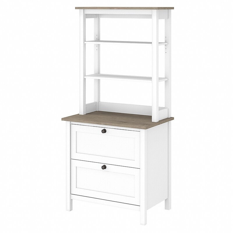 Bush Furniture Mayfield 66" 2-Shelf Bookcase, Pure White/Shiplap Gray (MAY018GW2) image 1