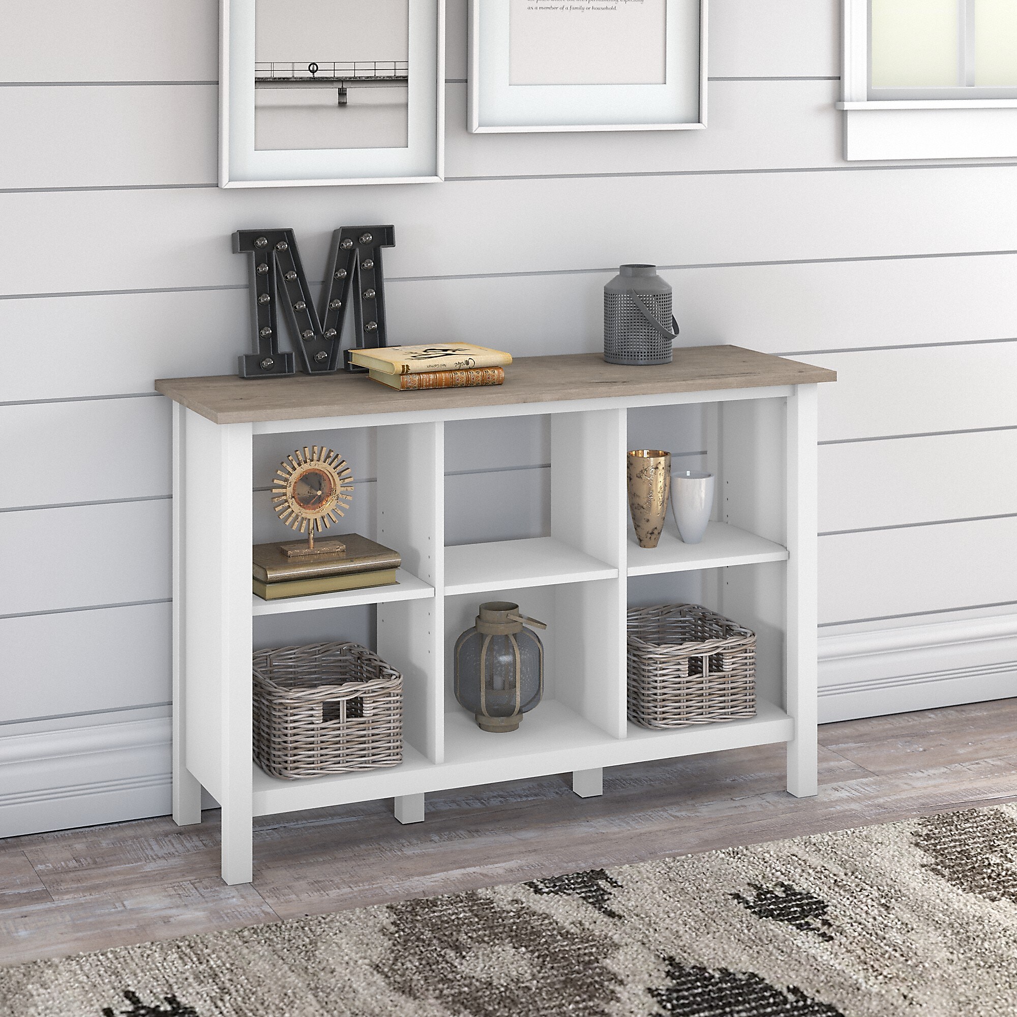 Bush Furniture Mayfield 30″H 3-Shelf Cube Bookcase, Pure White/Shiplap Gray (MAB145GW2-03) Sansujyuku sansujyuku.com