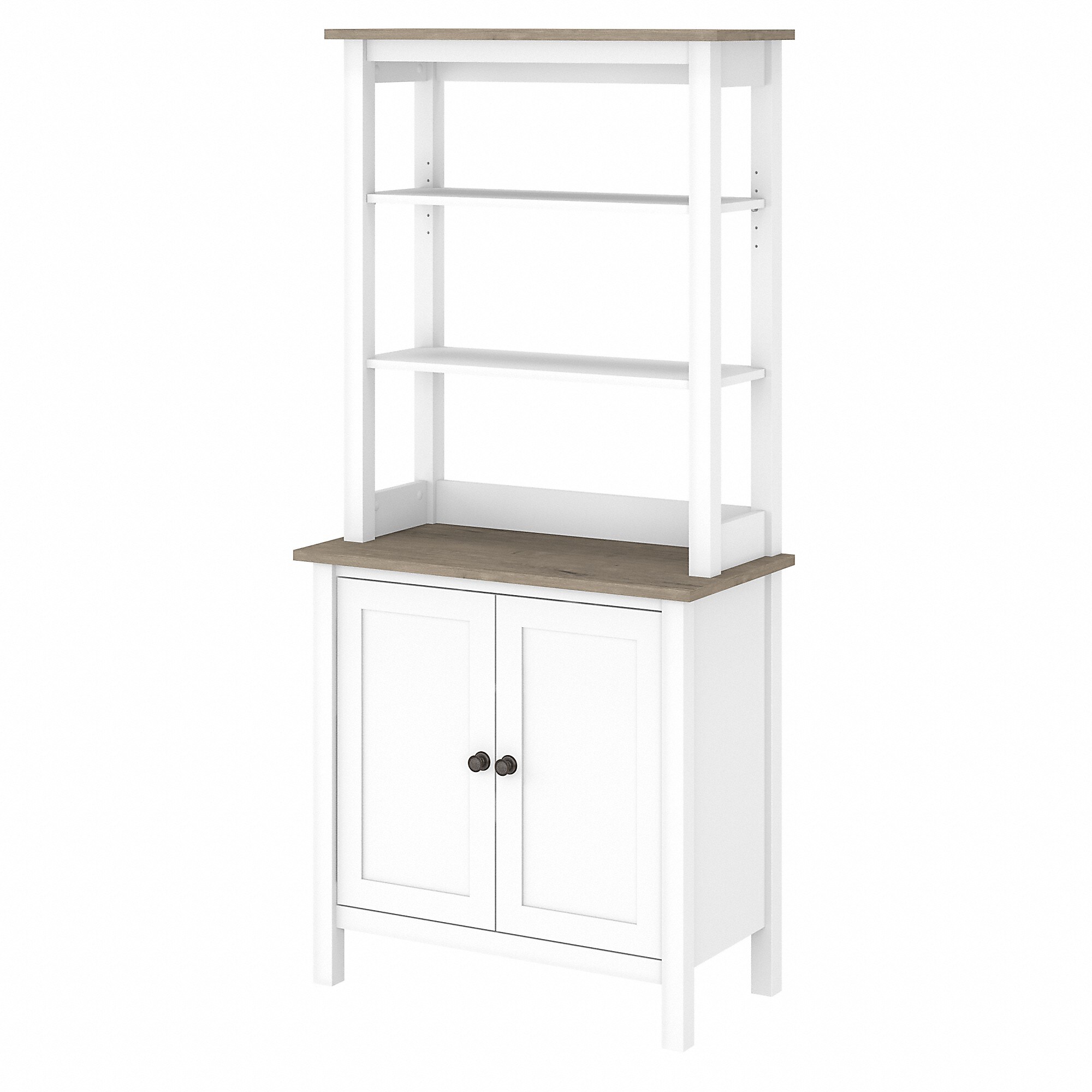 Bush Furniture Mayfield 66″H 5-Shelf Bookcase with Doors, Pure White/Shiplap Gray (MAY019GW2) Sansujyuku sansujyuku.com
