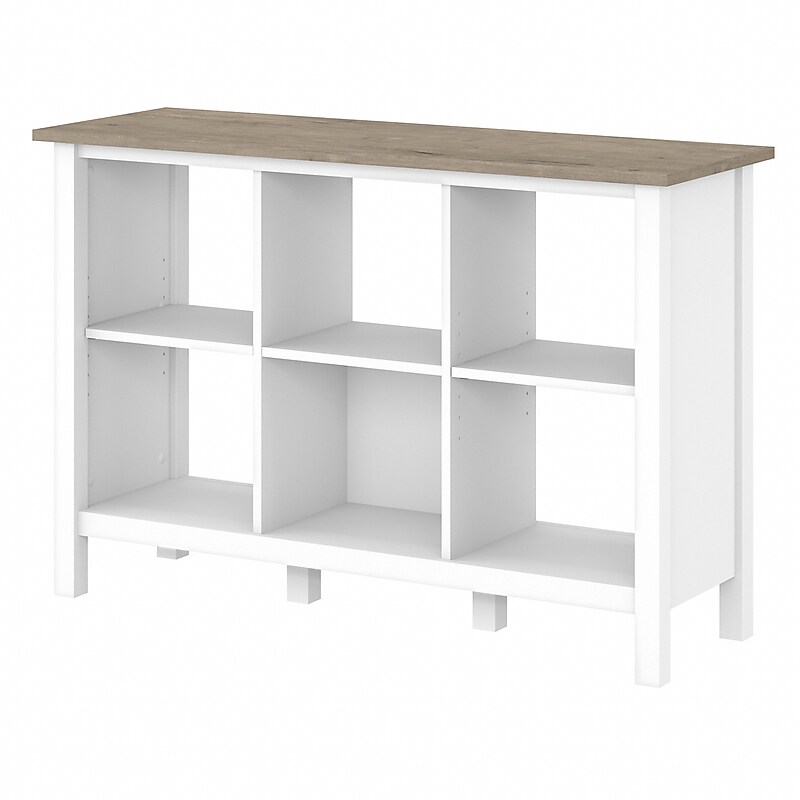Bush Furniture Mayfield 30"H 3-Shelf Cube Bookcase, Pure White/Shiplap Gray (MAB145GW2-03) image 1