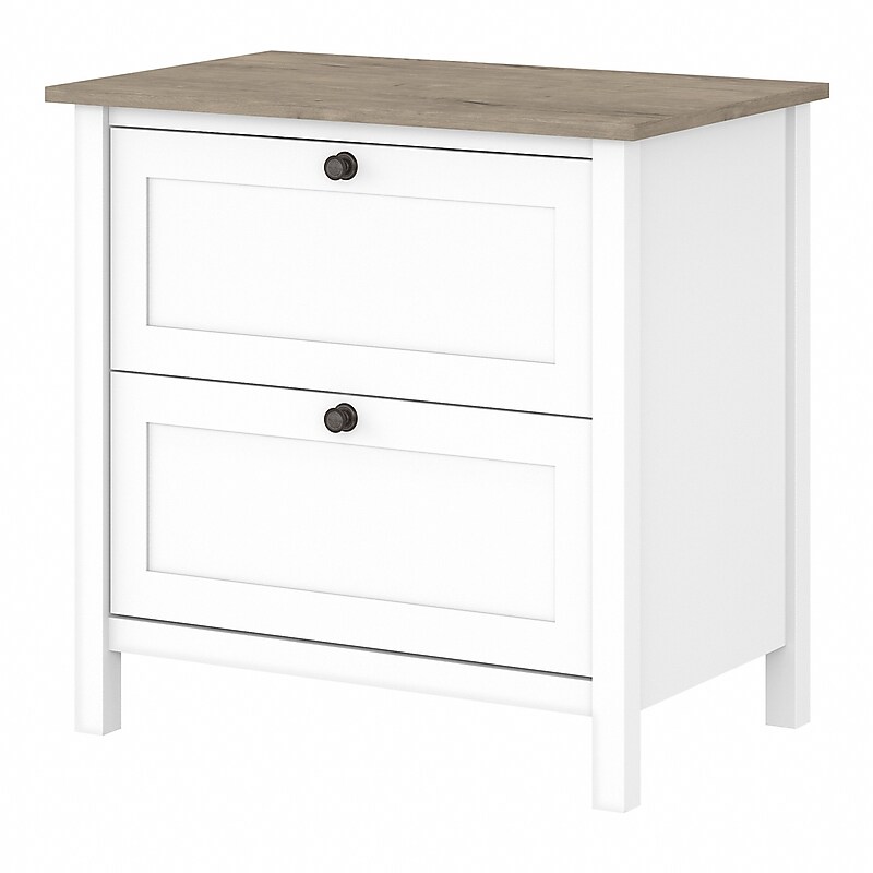 Bush Furniture Mayfield 2-Drawer Lateral File Cabinet, Letter/Legal, Pure White/Shiplap Gray, 30.79" (MAF131GW2-03) image 1