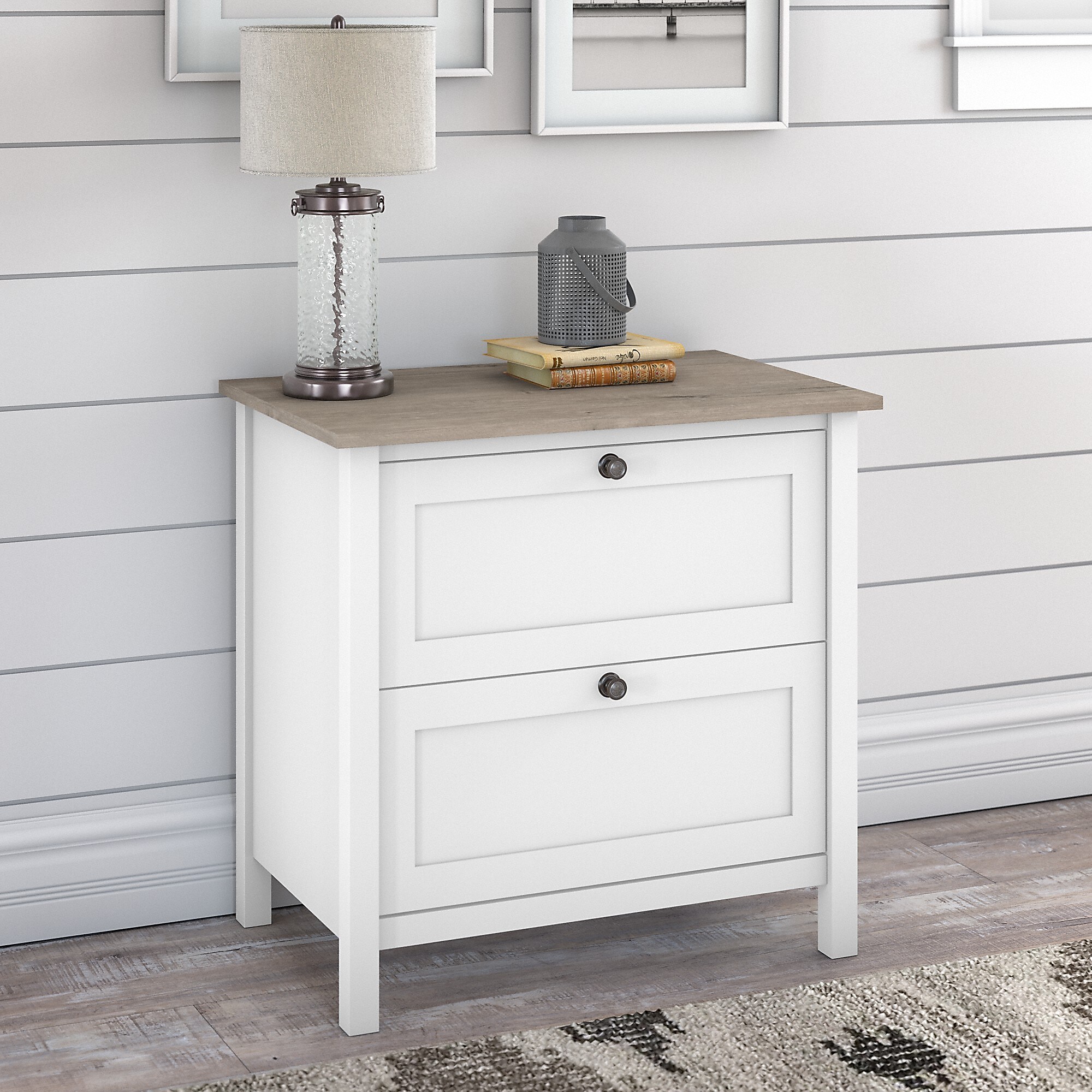 Bush Furniture Mayfield 2-Drawer Lateral File Cabinet, Letter/Legal, Pure White/Shiplap Gray, 30.79″ (MAF131GW2-03) Sansujyuku sansujyuku.com