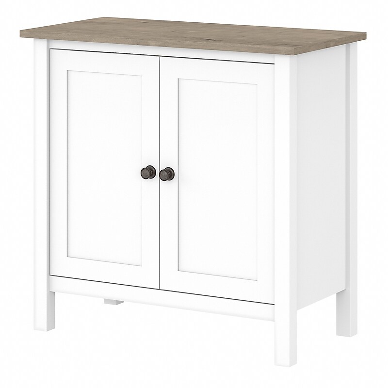 Bush Furniture Mayfield 30" Storage Cabinet with 2 Shelves, Pure White/Shiplap Gray (MAS131GW2-03) image 1