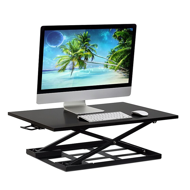 Mount-It! 32"W Rectangular Adjustable Metal Standing Desk Converter, Black (MI-7929BLK) image 1