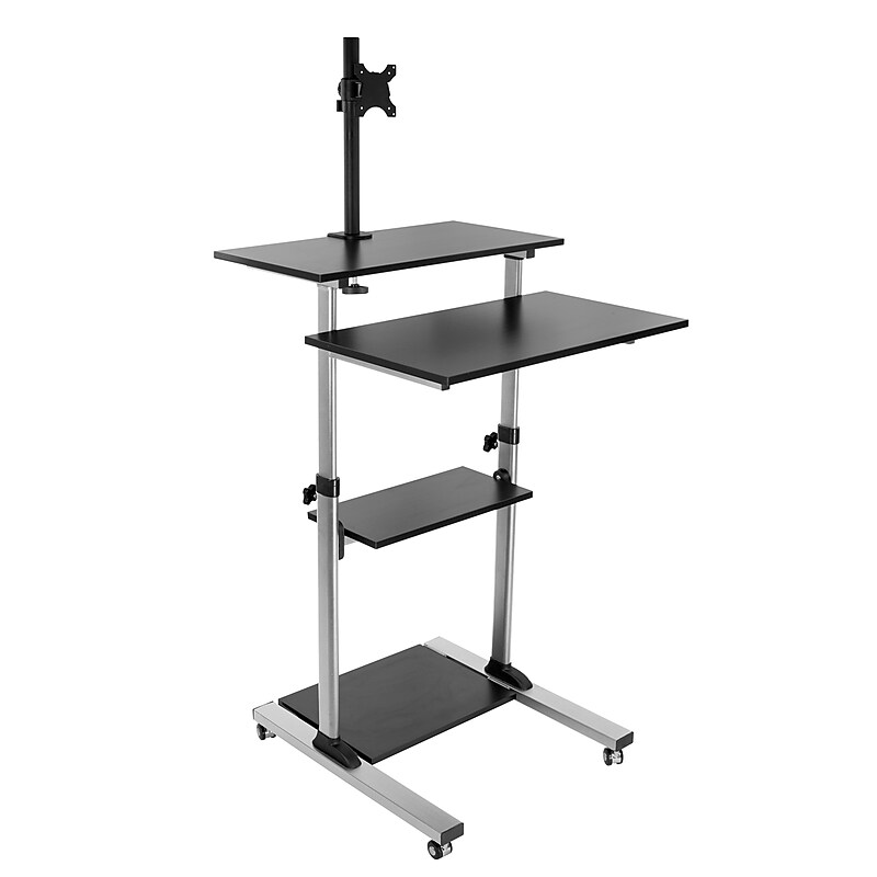 Mount-It! 28"W Adjustable Steel Standing Desk with Monitor Mount, Gray/Black (MI-7942) image 1