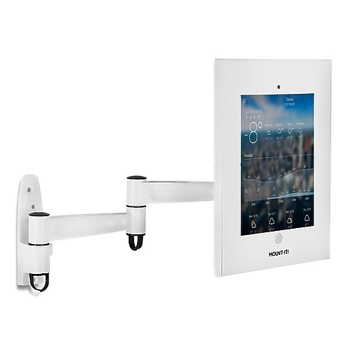 MountIt! Tablet Wall Mount and Enclosure with Arm, White (MI3774W) at