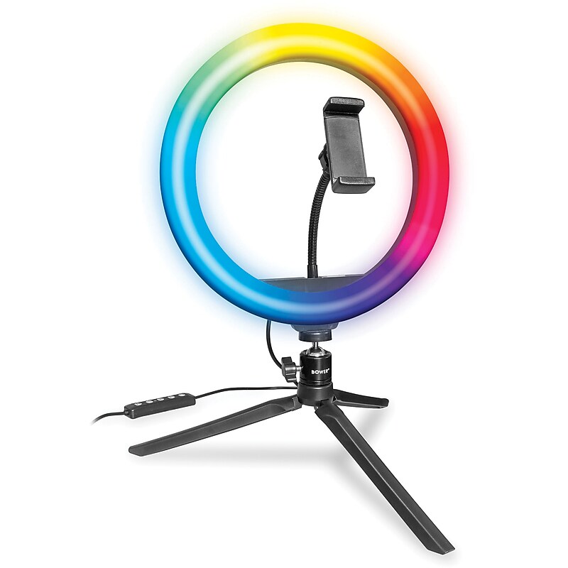 Bower 10" RGB Selfie Desktop Ring Light Studio Kit (WA-RGB10TT) image 1