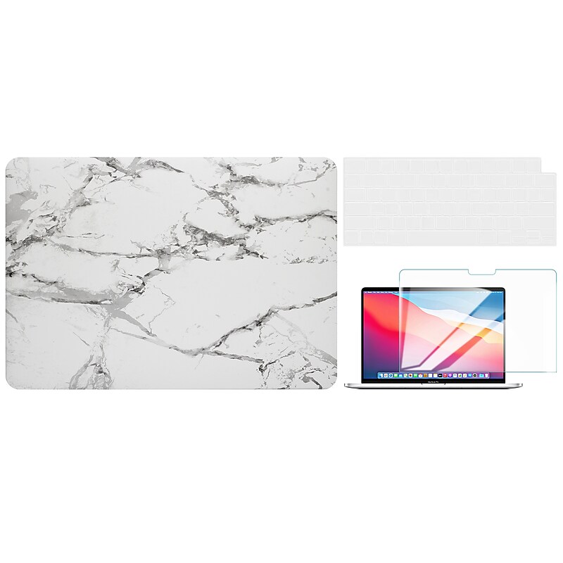 Techprotectus Laptop Case with Keyboard Cover and Screen Protector, White Marble, Plastic (TP-WM-K-MP14M1) image 1
